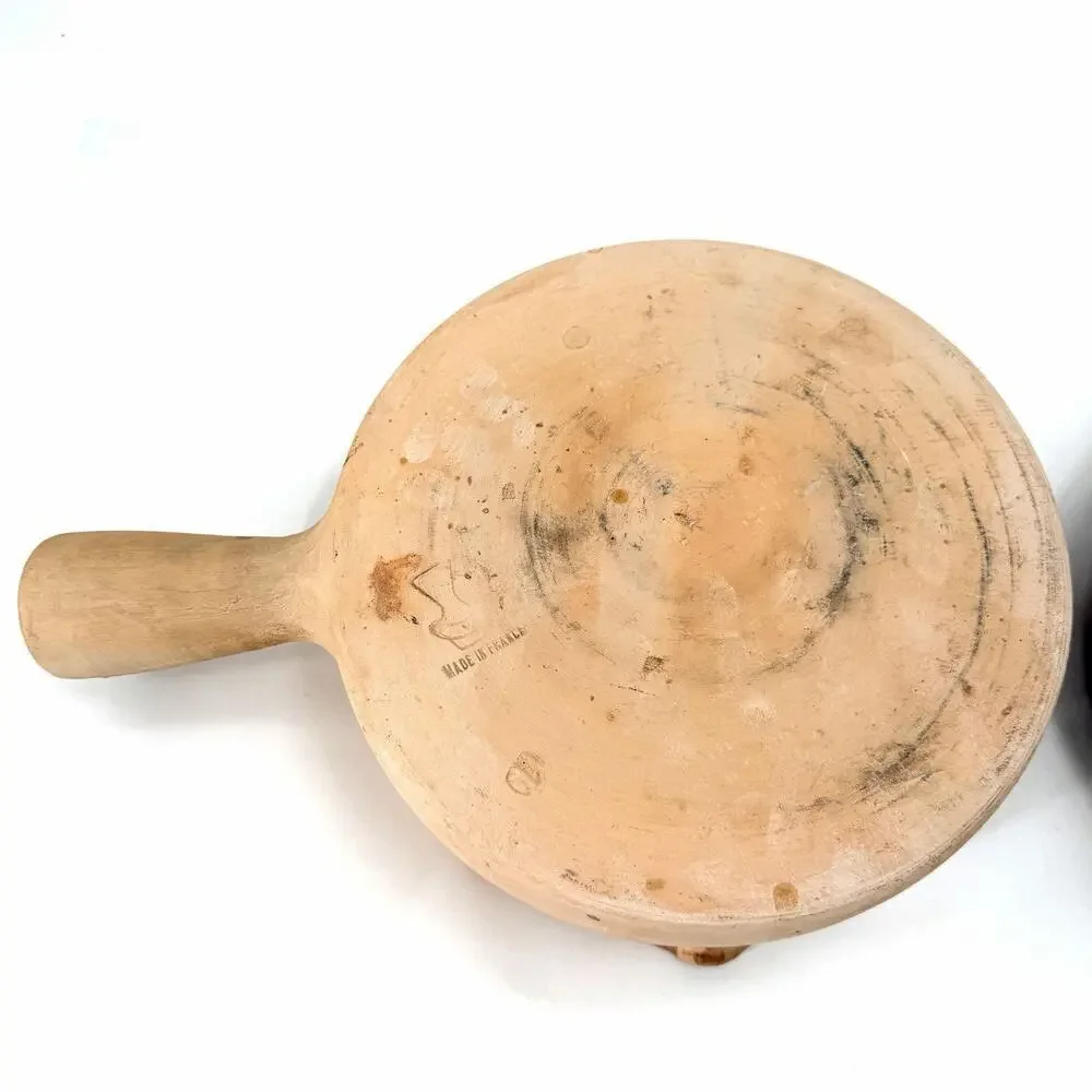 Vintage French Clay Pottery Rustic Terracotta Cooking Pot with Lid